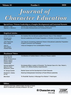 cover image of Journal of Character Education, Volume 16, Number 1